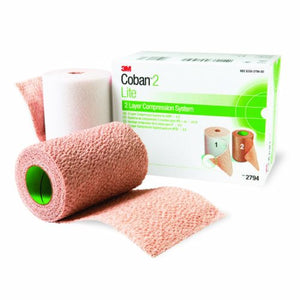 3M, Coban2 Lite 2 Layer Compression Bandage System 4 Inch X 2-9/10 Yard And 4 Inch X 5-1/10 Yard Self-Adherent, Box Of 1