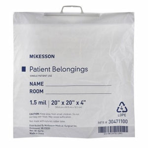 McKesson, Patient Belongings Bag McKesson 4 X 20 X 20 Inch Polyethylene Snap Closure White, Count of 250