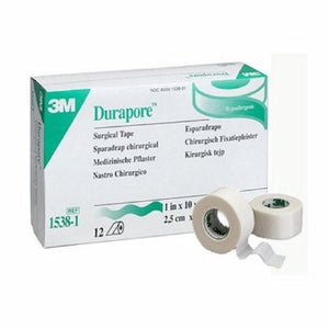 3M, Medical Tape 3M Durapore Silk-Like Cloth 1 Inch X 10 Yard White NonSterile, Case Of 10