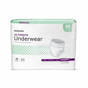 McKesson, Unisex Adult Absorbent Underwear Pull On with Tear Away Seams Medium Disposable Heavy Absorbency, Count of 16