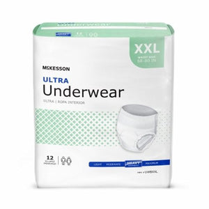 McKesson, Unisex Adult Absorbent Underwea Ultra Pull On with Tear Away Seams 2X-Large Disposable Heavy Absorbency, Count of 1