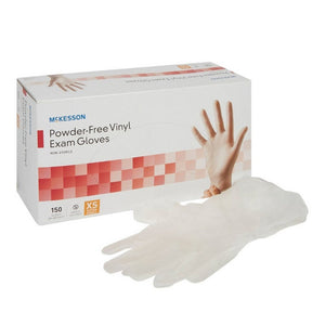 McKesson, Exam Glove McKesson X-Small NonSterile Vinyl Standard Cuff Length Smooth Clear Not Chemo Approved, Box Of 150