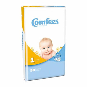 Attends, Unisex Baby Diaper Comfees  Tab Closure Size 1 Disposable Moderate Absorbency, Case Of 4