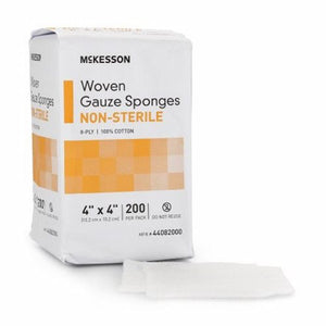 McKesson, Gauze Sponge 4 X 4 Inch 8-Ply NonSterile 44082000, Case Of 20