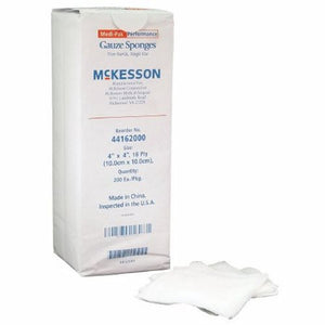 McKesson, Gauze Sponge 4 X 4 Inch 16-Ply NonSterile 44162000, Pack Of 200