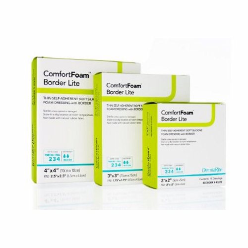 DermaRite, Thin Silicone Foam Dressing 2 X 2 Inch, Box Of 10