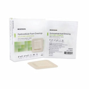 McKesson, Foam Dressing 3 X 3 Inch With Border Film Backing Silicone Gel 4842, Box Of 10