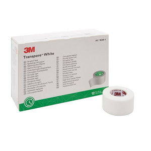 3M, Medical Tape Transpore White 1 Inch X 10 Yard Plastic NonSterile, Box Of 12