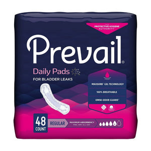 First Quality, Bladder Control Pad Prevail  Daily Pads 11 Inch Length Heavy Absorbency Polymer Core One Size Fits M, Count of 192