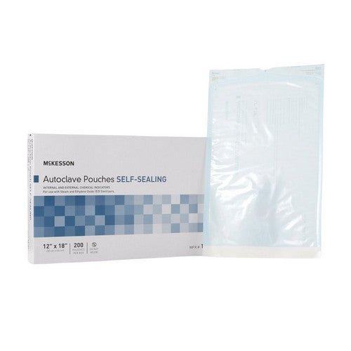 McKesson, Sterilization Pouch Ethylene Oxide EO Gas Steam 12 X 18 Inch 16-6421, Box Of 200