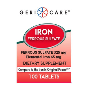 McKesson, Mineral Supplement Geri-Care Iron 325 mg Strength Tablet 100 per Bottle, Count of 1