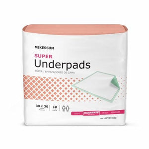 McKesson, Disposable Underpad 30 X 30 Inch Fluff Polymer Moderate Absorbency UPMD3030-100, Count of 10