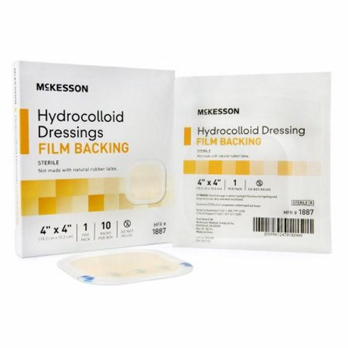 McKesson, Hydrocolloid Dressing Waterproof Film Backing 4 X 4 Inch Square 1887, Case Of 20