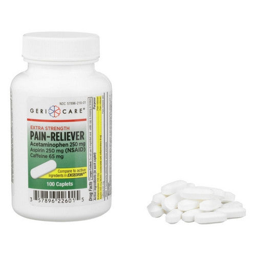 Sunmark, Pain Relief McKesson Brand 250 mg - 250 mg - 65 mg Strength Acetaminophen / Aspirin / Caffeine Caple, 100 Caplets