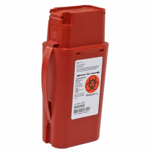 Cardinal, Sharps Transport Container SharpSafety 8-Â¾H X 2-Â½ D X 4-Â½ W Inch 1 Quart Red, Count of 20