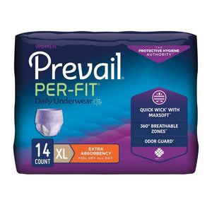 First Quality, Female Adult Absorbent Underwear Prevail  Per-Fit  Women Pull On with Tear Away Seams X-Large Dispos, Count of 14