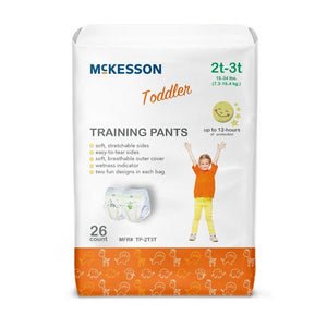 McKesson, Toddler Training Pants Pull On with Tear Away Seams Size 2T to 3T Disposable Heavy Absorbency, Count of 4