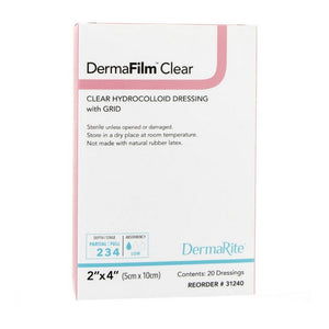 DermaRite, Hydrocolloid Dressing DermaFilm  2 X 4 Inch Rectangle Sterile, Box Of 20