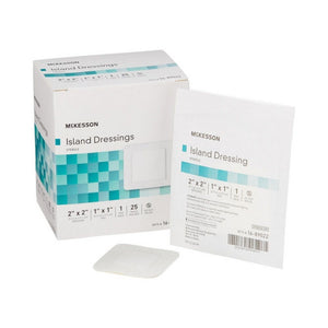 McKesson, Adhesive Dressing McKesson 2 X 2 Inch Polypropylene / Rayon Square White Sterile, Box Of 25