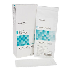 McKesson, Adhesive Dressing McKesson 4 X 10 Inch Polypropylene / Rayon Rectangle White Sterile, Box Of 25