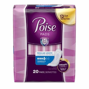 Poise, Bladder Control Pad Poise  10.9 Inch Length Moderate Absorbency Polyacrylate Core Regular Adult Fema, Pack Of 20