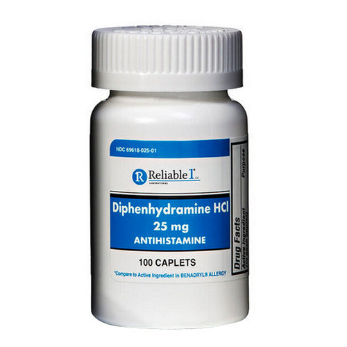 Reliable1, Diphenhydramine HCI, 25 Mg, 100 Caplets