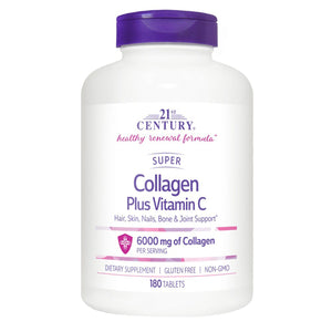 21st Century, Super Collagen Plus Vitamin C, 6000 Mg, 180 Tabs