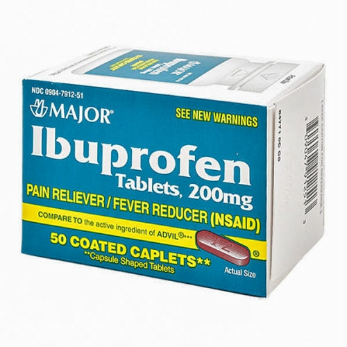 Major Pharmaceuticals, Ibuprofen Pain Reliever, 200 Mg, 50 Coated Caplets