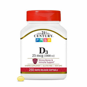 21st Century, Vitamin D3, 25 Mcg, 250 Softgels