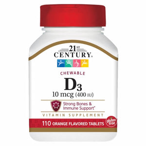 21st Century, Vitamin D3 Orange Chewable, 10mcg, 400 IU 110 Tabs