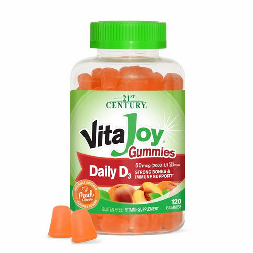21st Century, Vitajoy Daily D3 Gummies Peach, 25 Mcg, 120 Gummies