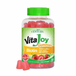 21st Century, Vitajoy Biotin Gummies Strawberry Flavour, 2500 Mcg, 120 Veg Caps