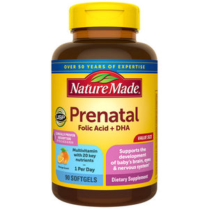 Nature Made, Prenatal Folic Acid + Dha, 90 Softgels