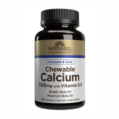 Windmill Health, Chewable Calcium And Vitamin D3, 500 Mg, 60 Wafer