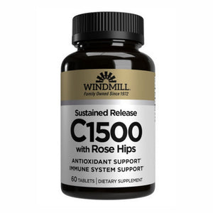Windmill Health, Vitamin C With Rose Hips Sustained Release, 1500 Mg, 60 Tabs