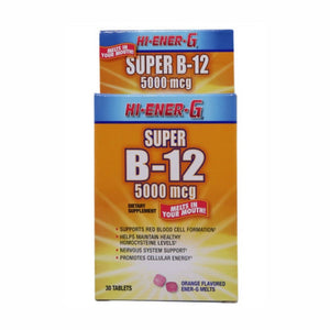 Hi-Ener-G, Super B-12, 5000 Mcg, 30 Tabs
