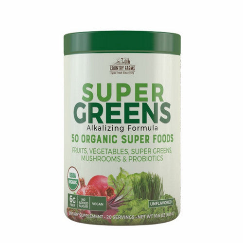 Country Farms, Super Greens Powder Natural, 10.06 Oz
