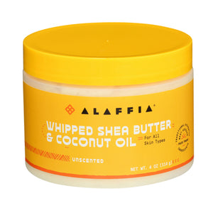 Alaffia, Whipped Shea Butter And Coconut Oil Unscented, 4 Oz