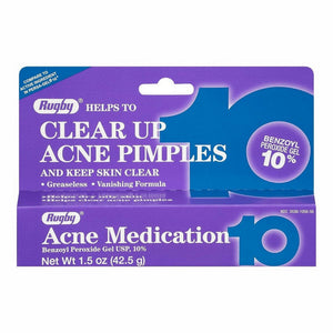 Rugby, Acne Medication Benzoyl Peroxide 10% Gel, 1.5 Oz