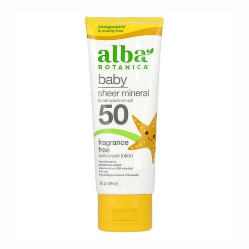 Alba Botanica, Baby Clear Mineral Sunscreen SPF 50+, 3 Oz