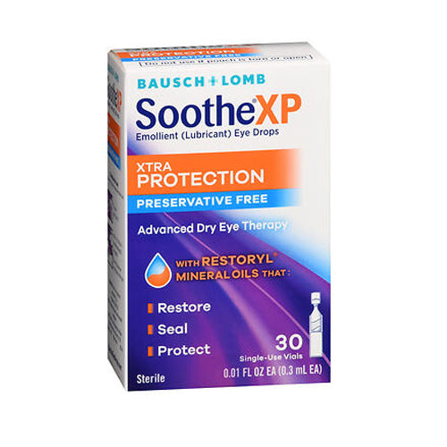 Bausch + Lomb, Soothe Xp Xtra Protection Emollient Eye Drops Single-Use Vials, 30 Each
