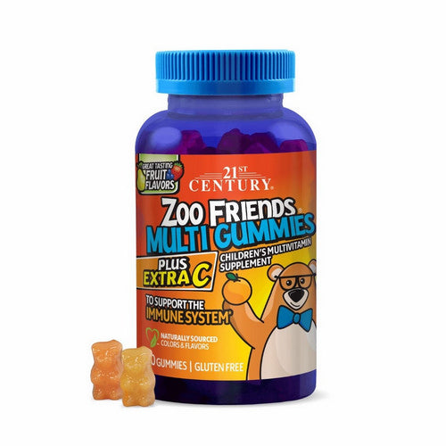 21st Century, Zoo Friends Multi Gummies Plus Extra C Great Tasting Fruit, 60 Gummies
