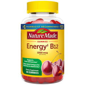Nature Made, Energy Vitamin B12 Gummies Cherry And Mixed Berry, 80 Tabs