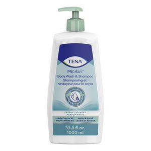 Tena, Proskins Hampoo And Body Wash Pump Bottle Unscented, 33.8 Oz