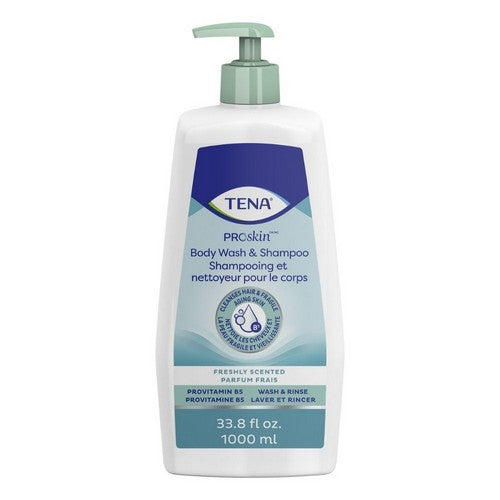Tena, Proskins Hampoo And Body Wash Pump Bottle Unscented, 33.8 Oz