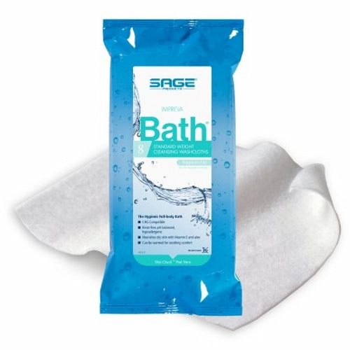 Sage, Rinse-Free Bath Wipe Impreva Bath Soft Pack Unscented, 1 Packet / 8 Count