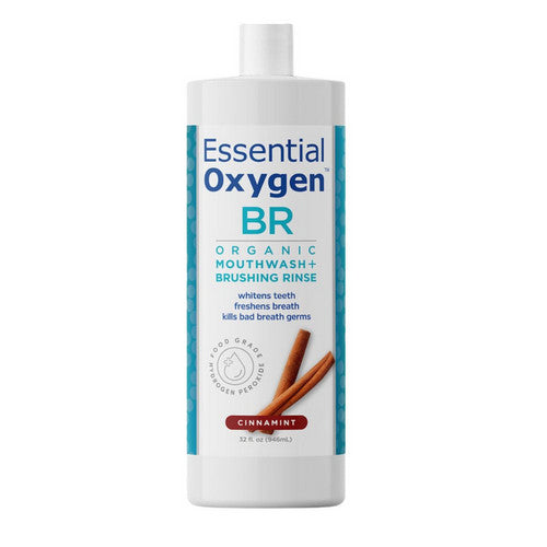 Essential Oxygen, BR Organic Mouthwash Brushing Rinse Cinnamint, 32 Oz
