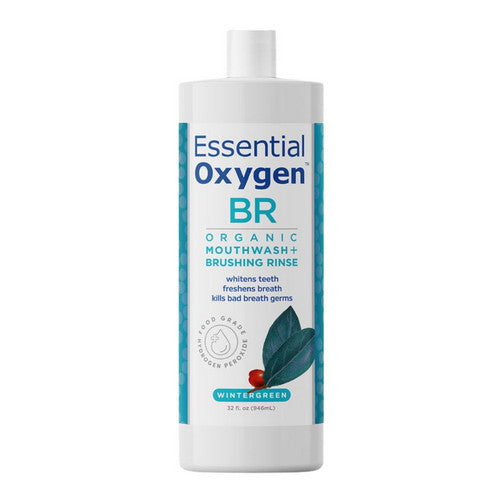 Essential Oxygen, BR Organic Mouthwash Brushing Rinse Wintergreen, 32 Oz