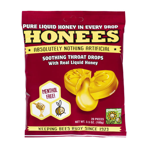 Honees, Soothing Throat Drops Honey, 20 Lozenges