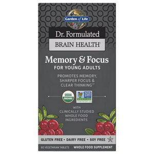 Garden of Life, Dr. Formulated Brain Health Memory & Focus for Young Adults, 60 Tablets